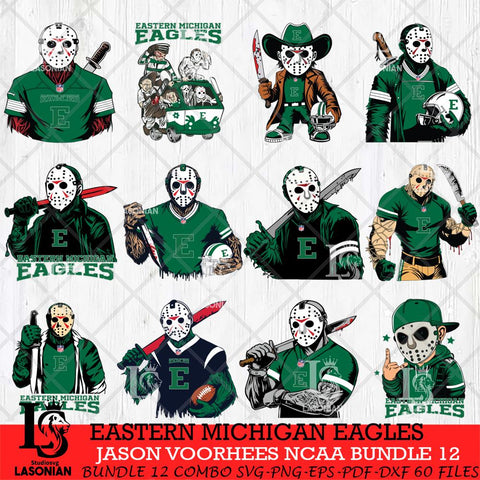 Eastern Michigan Eagles Jason Voorhees Horror Bundle 12 SVG Eps Dxf Png File, bundle NCAA svg, Digital Download, Instant Download