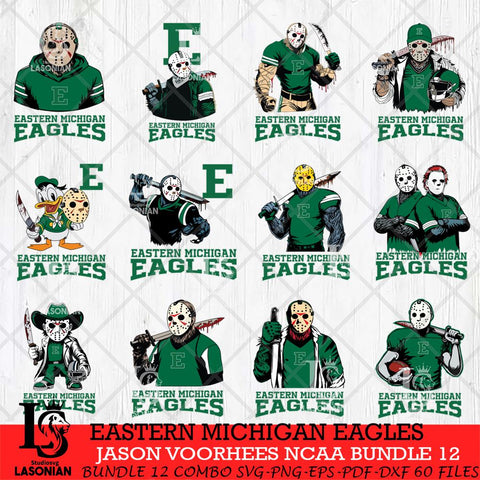 Eastern Michigan Eagles Jason Voorhees NCAA Bundle 12 SVG Svg Eps Dxf Png File, Digital Download