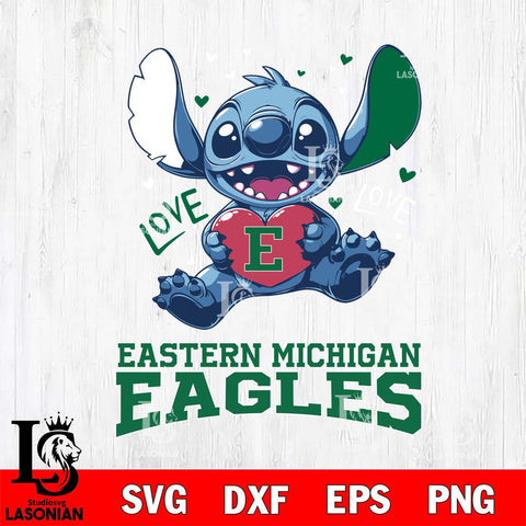 Eastern Michigan Eagles Love Stitch, Svg Eps Dxf Png File, Digital Download