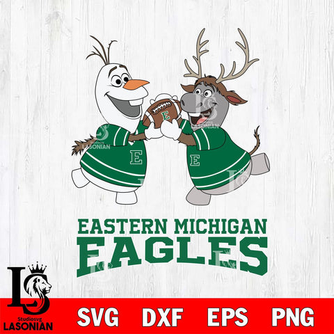 Eastern Michigan Eagles Olaf & Sven Football Cricut,Christmas SVG DXF EPS PNG FILE, NCAA Digital Download,Instant Download, Silhouette