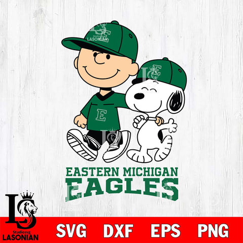 Eastern Michigan Eagles Peanuts Snoopy Friends SVG DXF EPS PNG FILE,Snoopy File Cut, NCAA Digital Download,Instant Download,Christmas Silhouette