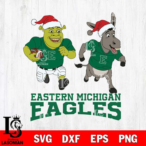 Eastern Michigan Eagles Shrek and Donkey Football Cricut,Christmas SVG DXF EPS PNG FILE, NCAA Digital Download,Instant Download, Silhouette