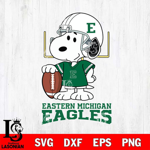 Eastern Michigan Eagles Snoopy Player Football SVG DXF EPS PNG FILE,Snoopy File Cut, NCAA Digital Download,Instant Download,Christmas Silhouette