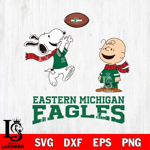 Eastern Michigan Eagles Snoopy & Charlie Brown Football Cricut,Christmas SVG DXF EPS PNG FILE, NCAA Digital Download,Instant Download, Silhouette