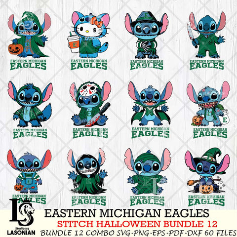 Eastern Michigan Eagles Stitch Horror Bundle 12 SVG Svg Eps Dxf Png File, NCAA svg, Digital Download, Instant Download
