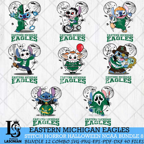Eastern Michigan Eagles Stitch Horror Halloween Bundle NCAA Svg Eps Dxf Png File, Digital Download, Instant Download