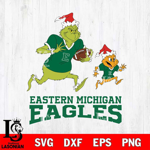 Eastern Michigan Eagles The Grinch & Max Football Cricut,Christmas SVG DXF EPS PNG FILE, NCAA Digital Download,Instant Download, Silhouette
