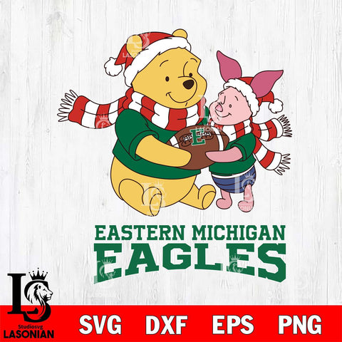 Eastern Michigan Eagles Winnie the Pooh & Piglet Football Cricut,Christmas SVG DXF EPS PNG FILE, NCAA Digital Download,Instant Download, Silhouette