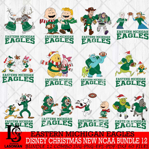 Eastern Michigan Eagles  Disney Christmas New NCAA Bundle 12 Cricut,Christmas SVG DXF EPS PNG FILE, BUNDLE NCAA Digital Download,Instant Download, Silhouette