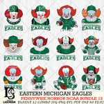 Eastern Michigan Eagles  Pennywise Horror NCAA Bundle 12 SVG Svg Eps Dxf Png File, Digital Download