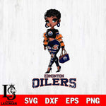 Edmonton Oilers Beautiful Black Fan Girl, Svg Eps Dxf Png File, Digital Download