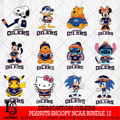 Edmonton Oilers Disney Hockey NHL Bundle 12 SVG DXF EPS PNG FILE,NHL Bundle File Cut,Disney Digital Download,Instant Download, Silhouette