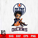 Edmonton Oilers Style Black Fan Girl Betty Boop, Svg Eps Dxf Png File, Digital Download