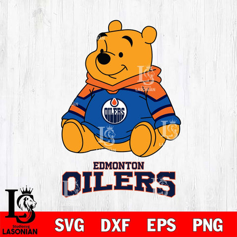 Edmonton Oilers Winnie The Pooh NHL Hockey SVG DXF EPS PNG FILE,NHL File Cut,Disney Digital Download,Instant Download, Silhouette