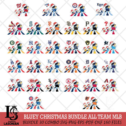 Family Bluey Walking Christmas MLB ALL TEAM Svg Eps Dxf Png File, Digital Download, Instant Download