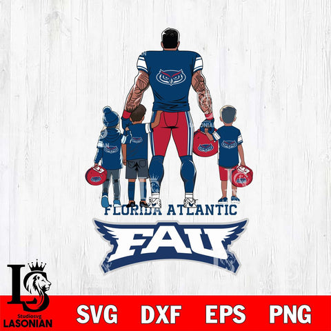 Florida Atlantic Owls 4 Father and son Rugby SVG DXF EPS PNG FILE,NCAA SVG, Father day Digital Download,Instant Download, Silhouette
