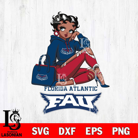 Florida Atlantic Owls Awesome Black Fan Girl Betty Boop, Svg Eps Dxf Png File, Digital Download
