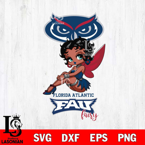 Florida Atlantic Owls Beauty Black Fairy Betty Boop, Svg Eps Dxf Png File, Digital Download