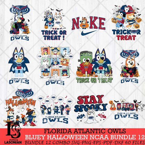Florida Atlantic Owls Bluey Halloween NCAA 12 SVG Eps Dxf Png File, Bundle NCAA svg, Digital Download, Instant Download