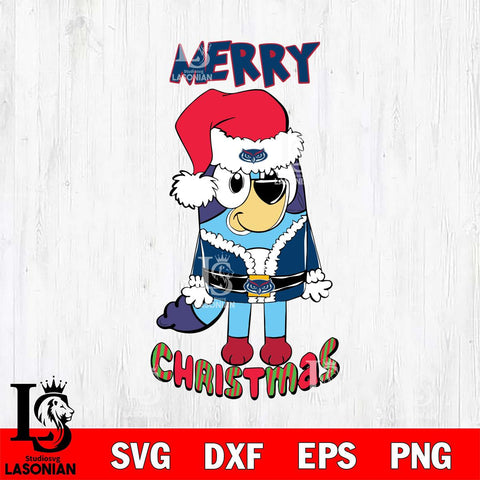 Florida Atlantic Owls Bluey Merry Christmas Bluey Santa Claus Svg Eps Dxf Png File, Digital Download