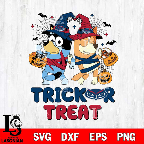 Florida Atlantic Owls Bluey Trick or Treat Halloween 2 Svg Eps Dxf Png File, Digital Download, Instant Download