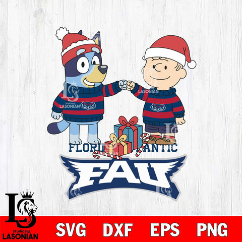 Florida Atlantic Owls Bluey With Charlie Brown Christmas File Cut, NCAA SVG DXF EPS PNG FILE, Digital Download,Instant Download, Silhouette