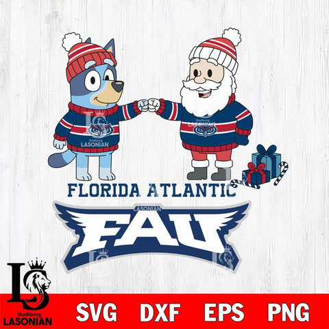 Florida Atlantic Owls Bluey With Satan Christmas File Cut, NCAA SVG DXF EPS PNG FILE, Digital Download,Instant Download, Silhouette