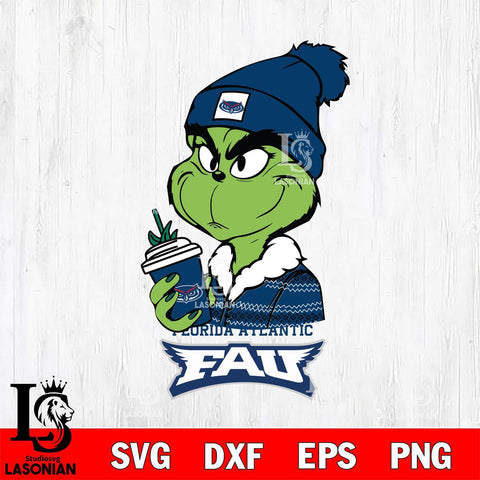 Florida Atlantic Owls Boujee Grinch Christmas Cut Files Cricut, Svg Dxf Eps Png file, Digital download , Silhouette