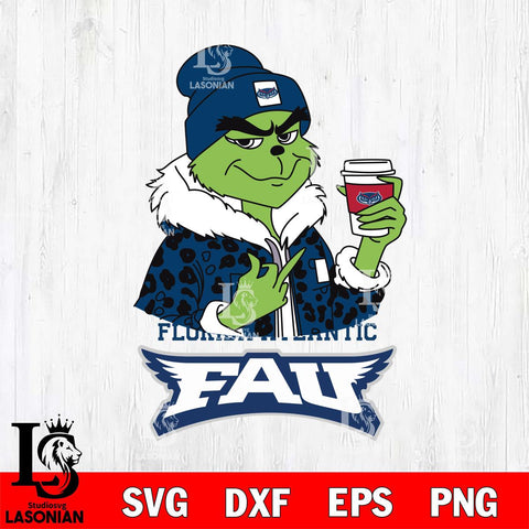 Florida Atlantic Owls Boujee Grinch Leopard Christmas Cut Files Cricut, Svg Dxf Eps Png file, Digital download , Silhouette