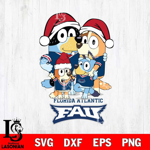 Florida Atlantic Owls Christmas Bluey Family Sport Cut Files,Bluey Cricut,Christmas Svg , Bluey svg , Digital Download, dxf eps png pdf file