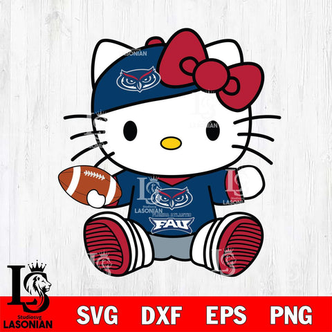 Florida Atlantic Owls Cute Hello Kitty Football 11 Svg Eps Dxf Png File, NCAA svg, Digital Download, Instant Download