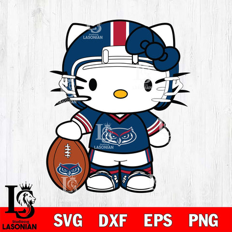 Florida Atlantic Owls Cute Hello Kitty Football 3 Svg Eps Dxf Png File, NCAA svg, Digital Download, Instant Download