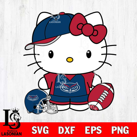 Florida Atlantic Owls Cute Hello Kitty Football 4 Svg Eps Dxf Png File, NCAA svg, Digital Download, Instant Download