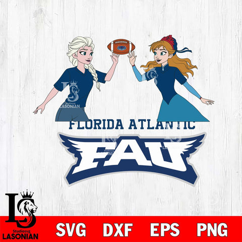 Florida Atlantic Owls Elsa & Anna Football Cricut,Christmas SVG DXF EPS PNG FILE, NCAA Digital Download,Instant Download, Silhouette