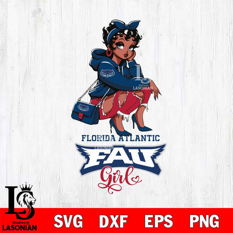 Florida Atlantic Owls Fashion Black Fan Girl Betty Boop, Svg Eps Dxf Png File, Digital Download