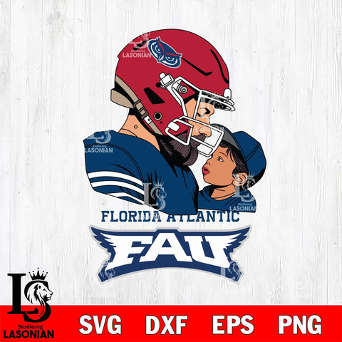 Florida Atlantic Owls Father And Child Rugby SVG DXF EPS PNG FILE,NCAA SVG, Father day Digital Download,Instant Download, Silhouette