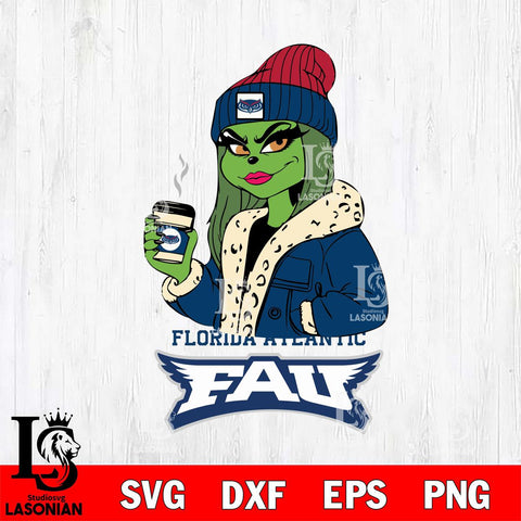 Florida Atlantic Owls Girls Grinch Bougie Svg Eps Dxf Png File, Digital Download, Instant Download
