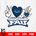Florida Atlantic Owls Gnomes Peace & Love Svg Eps Dxf Png File, Digital Download, Instant Download