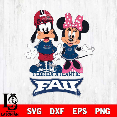 Florida Atlantic Owls Goofy and Minnie mouse Football SVG DXF EPS PNG FILE,NCAA svg ,Football Digital Download,Instant Download, Silhouette