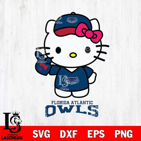 Florida Atlantic Owls Hello Kitty Best Fan Svg Eps Dxf Png File, Digital Download, Instant Download