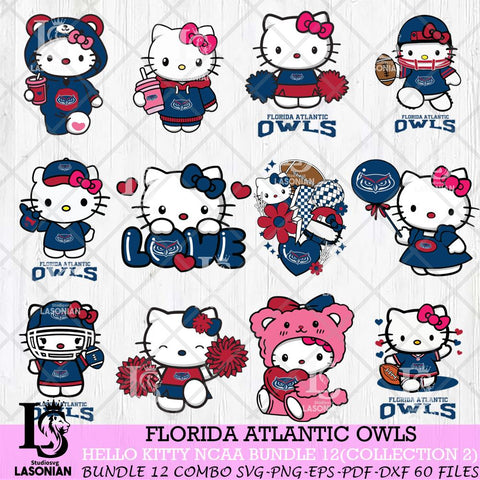 Florida Atlantic Owls Hello Kitty Bundle 12 SVG Svg Eps Dxf Png File, Digital Download, Instant Download