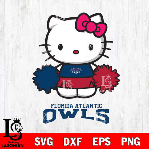 Florida Atlantic Owls Hello Kitty Cheerleader 2 Svg Eps Dxf Png File, Digital Download, Instant Download