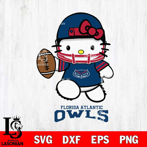Florida Atlantic Owls Hello Kitty NCAA 4 Svg Eps Dxf Png File, Digital Download, Instant Download