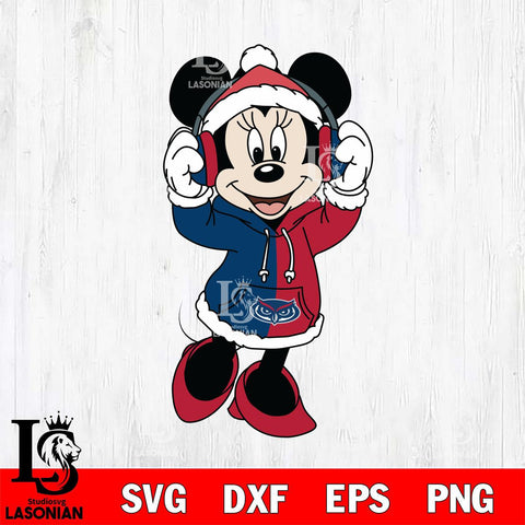 Florida Atlantic Owls Minnie Mouse Disney Football Christmas File Cut, NCAA SVG DXF EPS PNG FILE, Digital Download , Criucut , Silhouette