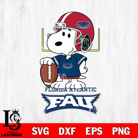 Florida Atlantic Owls Snoopy Player Football SVG DXF EPS PNG FILE,Snoopy File Cut, NCAA Digital Download,Instant Download,Christmas Silhouette