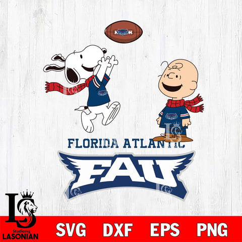 Florida Atlantic Owls Snoopy & Charlie Brown Football Cricut,Christmas SVG DXF EPS PNG FILE, NCAA Digital Download,Instant Download, Silhouette