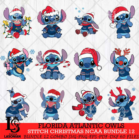 Florida Atlantic Owls Stitch Christmas NCAA Bundle 12 Svg Eps Dxf Png File, Digital Download, Instant Download