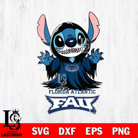 Florida Atlantic Owls Stitch Ghost Svg Eps Dxf Png File, NCAA svg, Digital Download, Instant Download