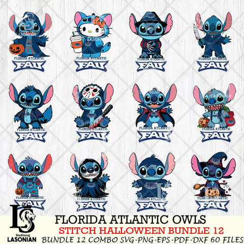 Florida Atlantic Owls Stitch Horror Bundle 12 SVG Svg Eps Dxf Png File, NCAA svg, Digital Download, Instant Download