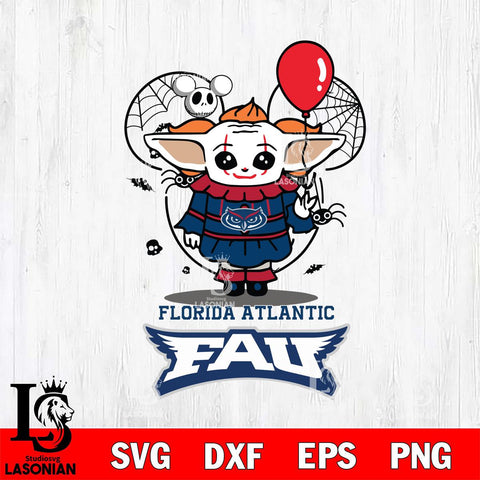 Florida Atlantic Owls Stitch Pennywise Halloween Svg Eps Dxf Png File, Digital Download, Instant Download